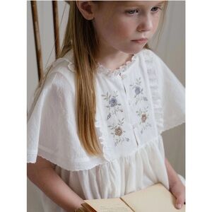 louisiella dress White Embroidered Dress with Floral Design 6Y